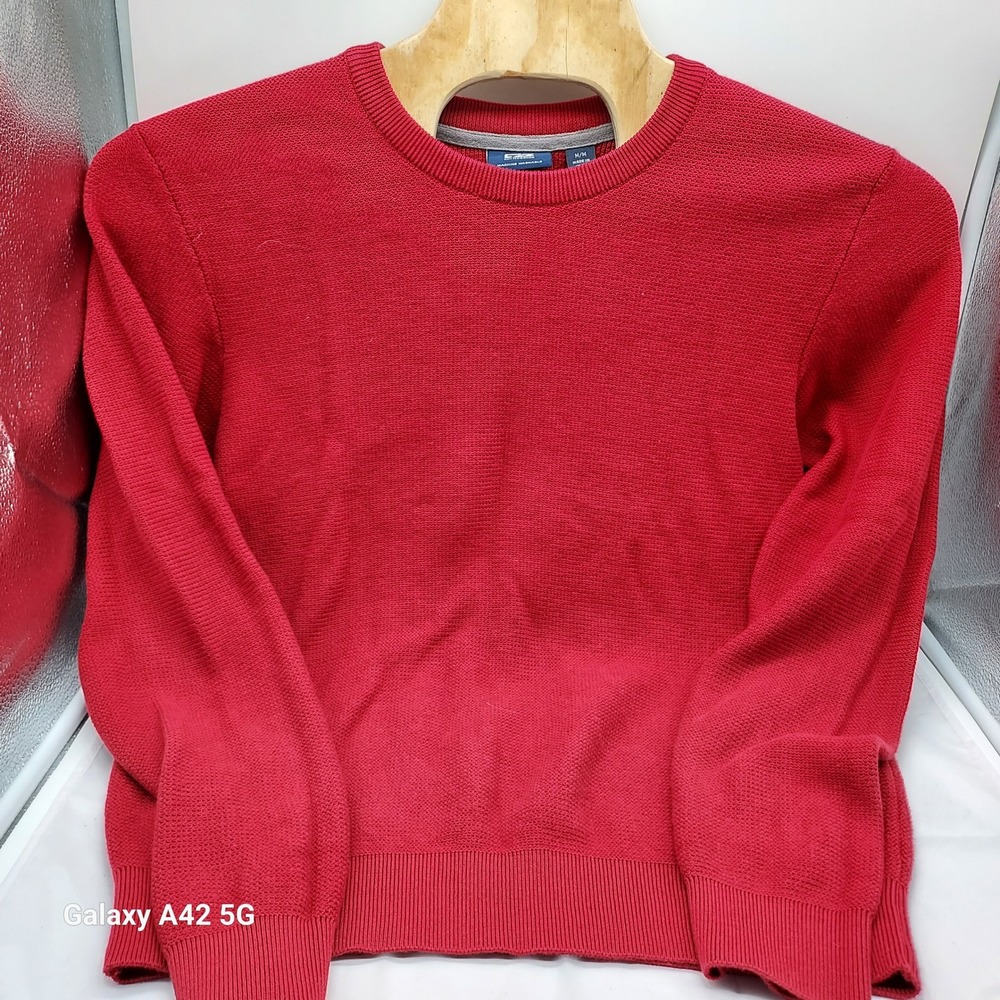 Cutter Buck Men M M Red Textured Knit Crew Neck Sweater Cotton - Picture 7 of 8